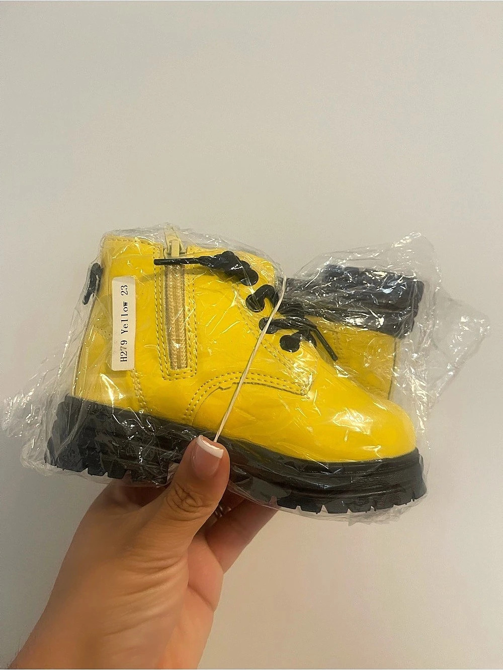 Yellow Lace-Up Boots NWT